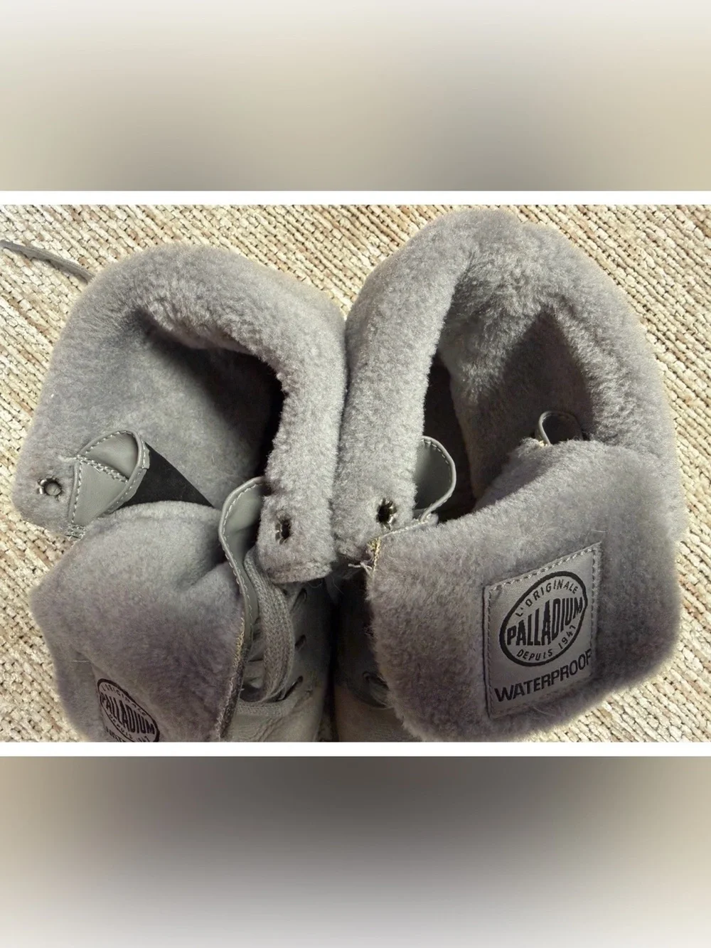 Palladium Baggy Leather Gusset Boots Grey Shearling Fur Lined Winter Men’s Sz 9